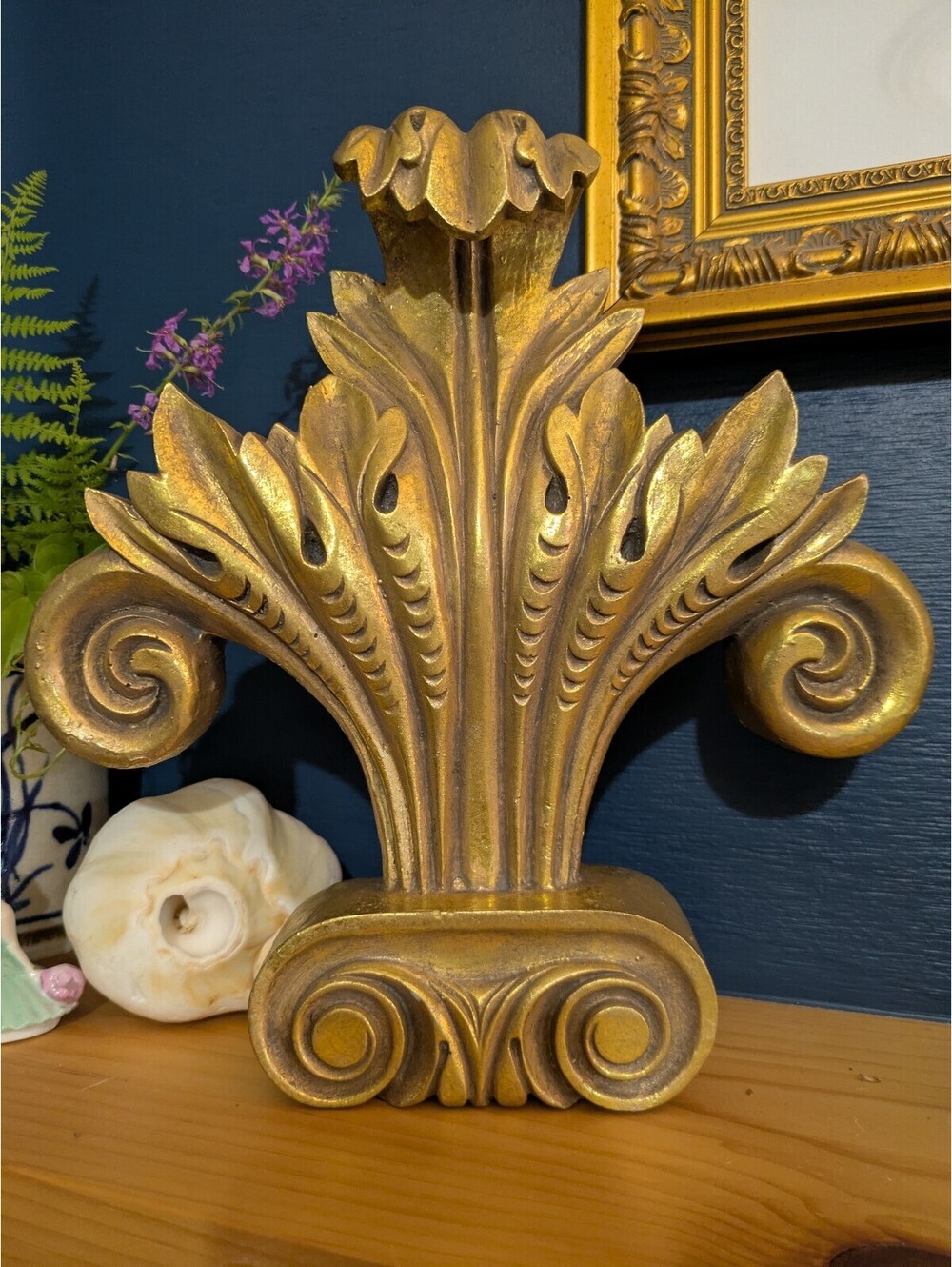 Vintage Antiqued Gold Acanthus Leaf Sconce, 1999, House Parts Inc. Ready to Hang